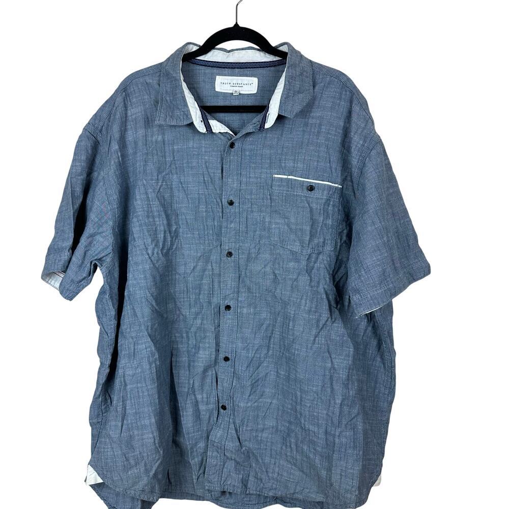 Truth Substance Mens 4X Blue Chambray Button Down Shirt Beach Fisherman  Dadcore
